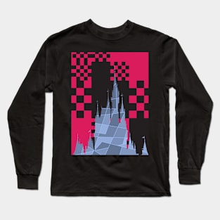 Black/Pink/Blue Magic Castle Silhouette Long Sleeve T-Shirt